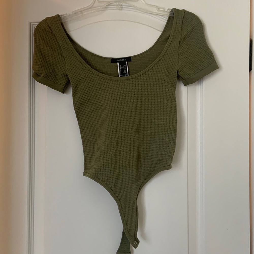 Olive green body suit with sleeves
